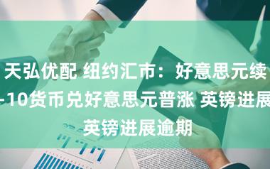 天弘优配 纽约汇市：好意思元续跌 G-10货币兑好意思元普涨 英镑进展逾期