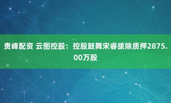 贵峰配资 云图控股：控股鼓舞宋睿拔除质押2875.00万股